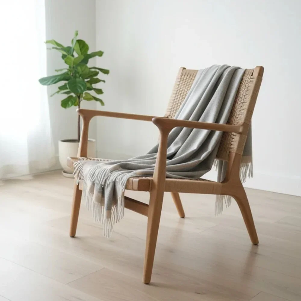 ARTZNL 100% Baby Alpaca ECO Throw Undyed Blanket Large Gray All Season Luxury - Picture 2 of 11